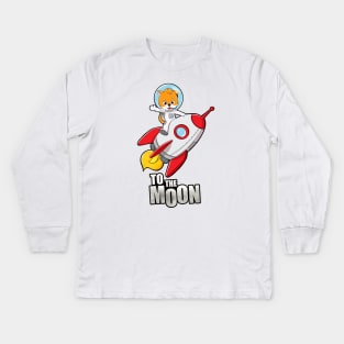 Shiba Inu to the moon Kids Long Sleeve T-Shirt